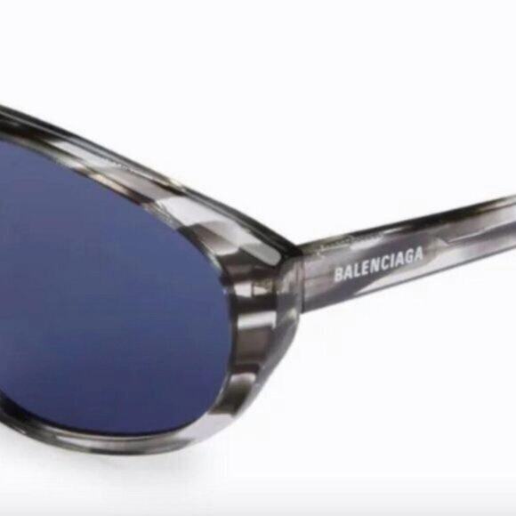 Balenciaga 60MM Rectangle Sunglasses zebra with blue lenses main image 10